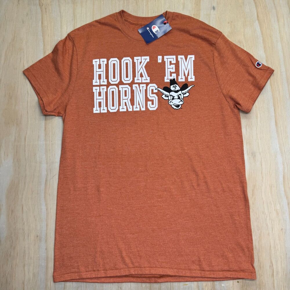 NEW Texas Longhorns Champion Hook 'Em Horns Short Sleeve Shirt Orange LG